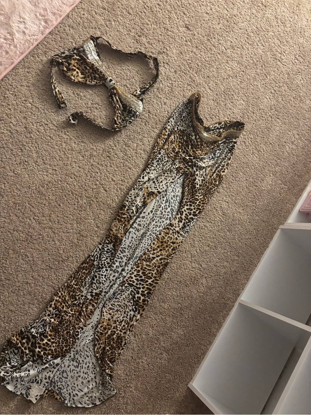 Leopard Print Maxi skirt with Matching Halter Top